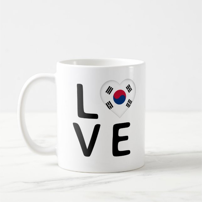Caneca De Café Amor - Bandeira da Coreia do Sul (Esquerda)