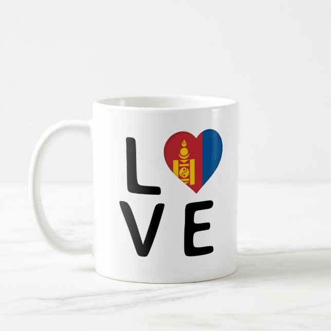 Caneca De Café Amor - Bandeira da Mongólia (Esquerda)