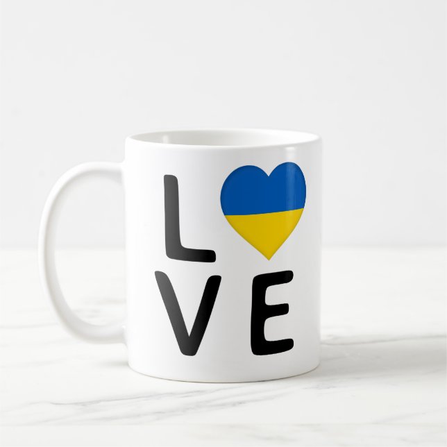 Caneca De Café Amor - Bandeira da Ucrânia (Esquerda)