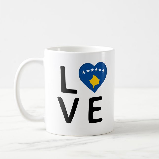 Caneca De Café Amor - Bandeira do Kosovo (Esquerda)
