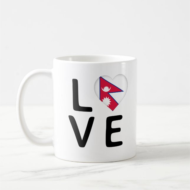 Caneca De Café Amor - Bandeira do Nepal (Esquerda)
