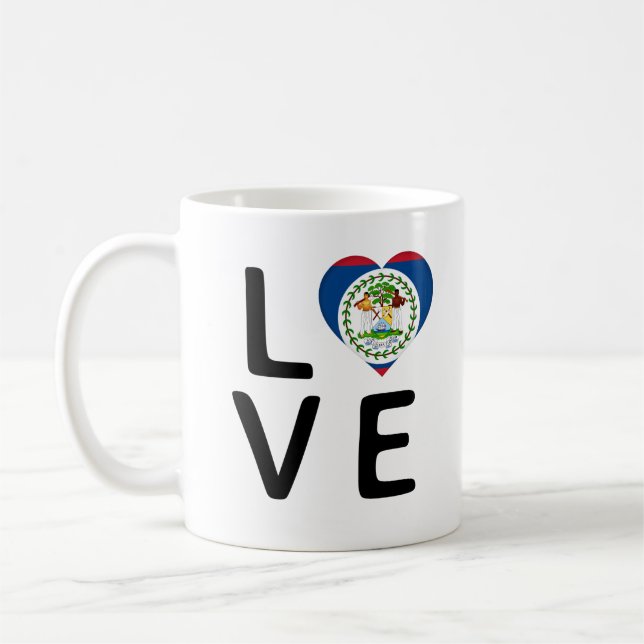 Caneca De Café Amor - Belize Flag (Esquerda)