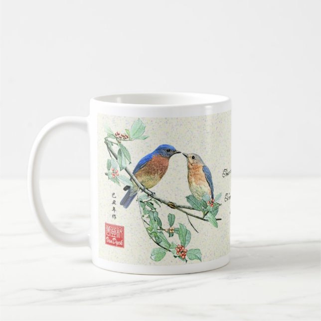 Caneca De Café "Amor" Bluebirds_Mug (Esquerda)