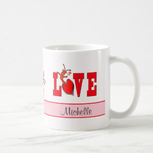 Caneca De Café Amor bonito personalizado da lagosta dos lagostins