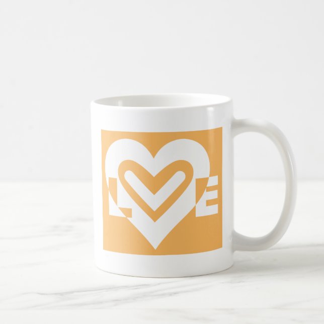 Caneca De Café Amor Branco e Laranja (Direita)
