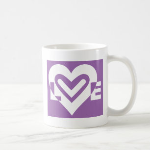 Caneca De Café Amor branco e roxo