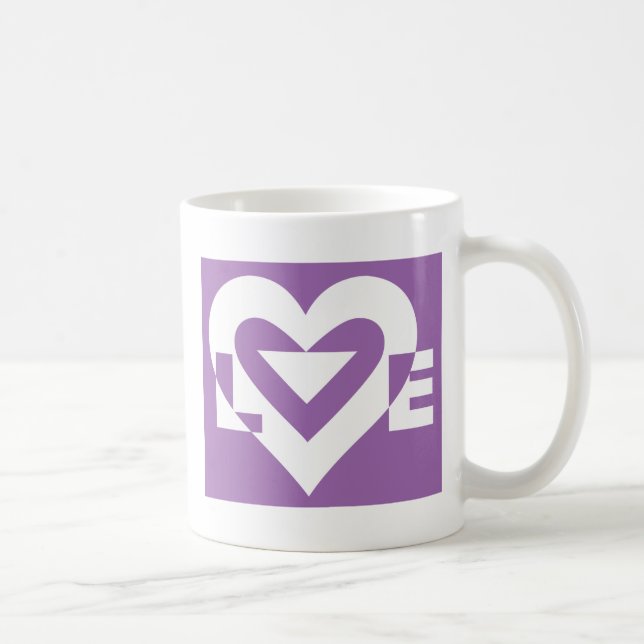 Caneca De Café Amor branco em roxo (Direita)