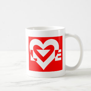 Caneca De Café Amor Branco em Vermelho
