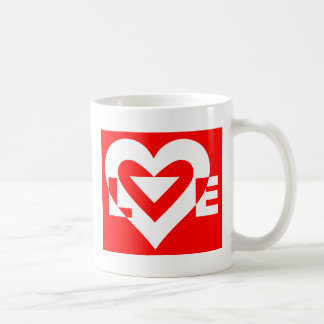 Caneca De Café Amor Branco em Vermelho