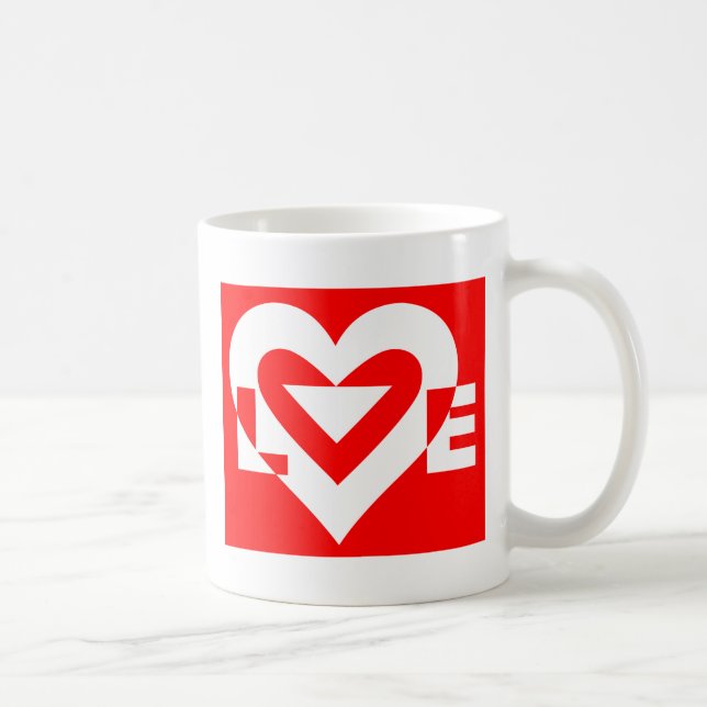 Caneca De Café Amor Branco em Vermelho (Direita)