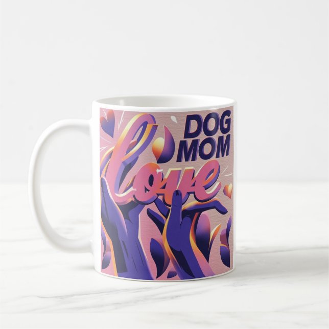 Caneca De Café Amor Cachorro Mãe Rosa Roxo (Esquerda)