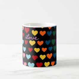 Caneca De Café Amor Com Arco-Íris de Corações