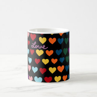 Caneca De Café Amor Com Arco-Íris de Corações