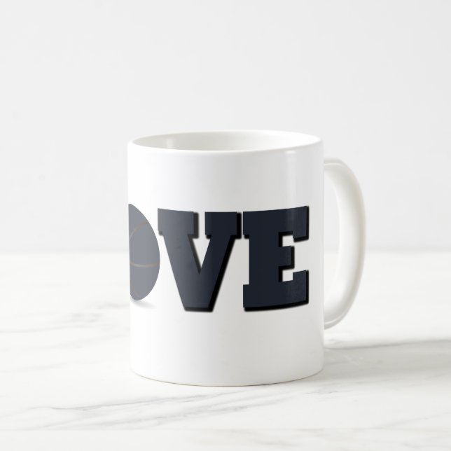 Caneca De Café Amor com basquete com bola azul (Frente Esquerda)