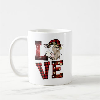 Caneca De Café Amor com Design de Vaca, Design de Natal