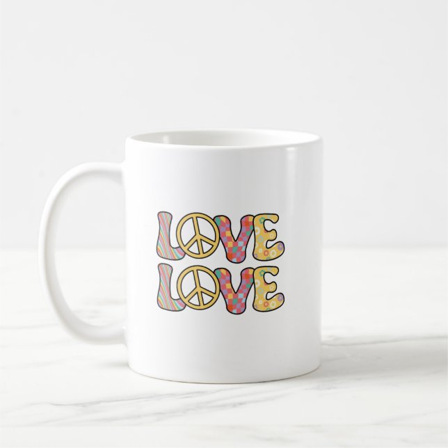 Caneca De Café Amor com Hippie retrô (Esquerda)