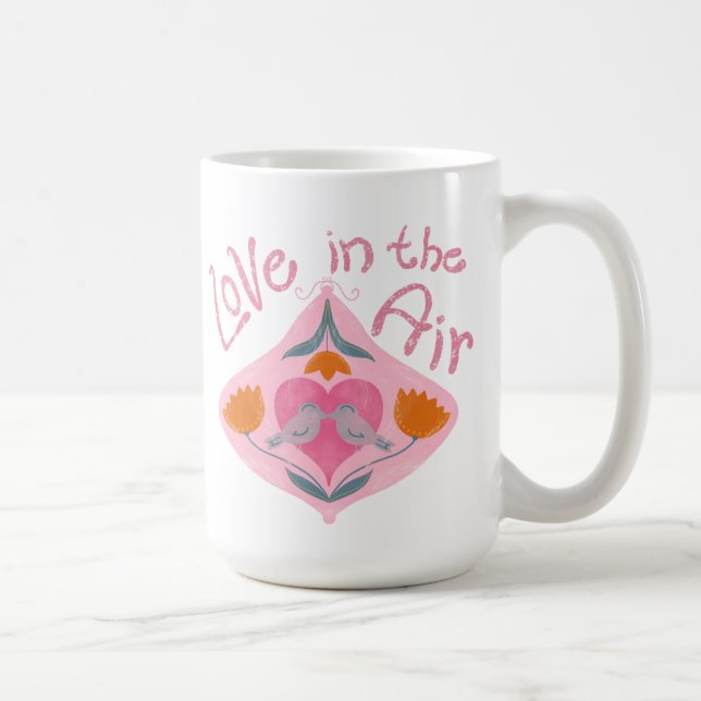 Caneca De Café Amor com pássaros e flores namorados (Direita)