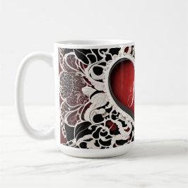 Caneca De Café Amor com rendas do corações vermelho moderno