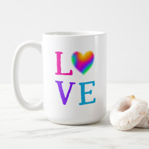 Caneca De Café AMOR Coração Arco-Íris