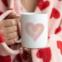 Caneca De Café Amor Coração Cor-de-Água Rosa Esbranquiçada