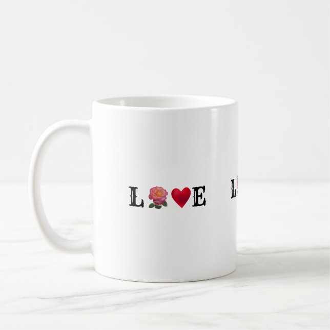 Caneca De Café Amor Coração e Rosa Flor (Esquerda)