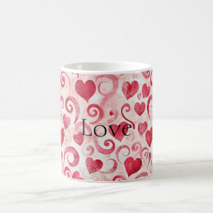 Caneca De Café Amor Corações Vermelhos
