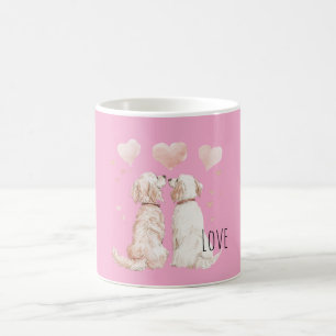 Caneca De Café Amor de Cachorro Corações Rosa