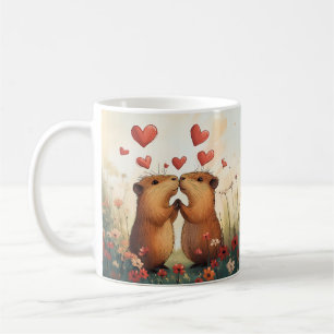 Caneca De Café Amor de Capybara - Um Momento Romântico