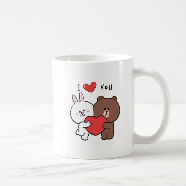 Caneca De Café Amor de coelhinho de urso castanho (Direita)