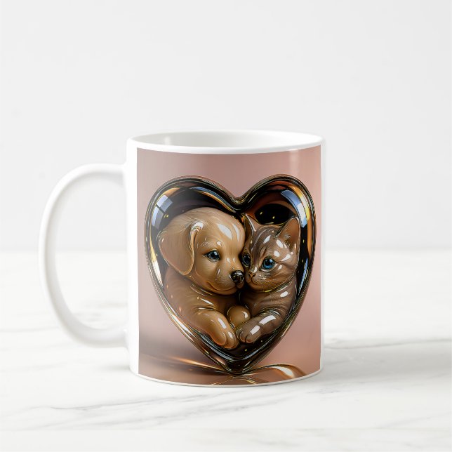 Caneca De Café Amor de Coração de Vidro (Esquerda)