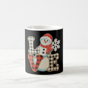 Caneca De Café Amor de Natal Bonito Boneco de Neve Xadrez de Búfa