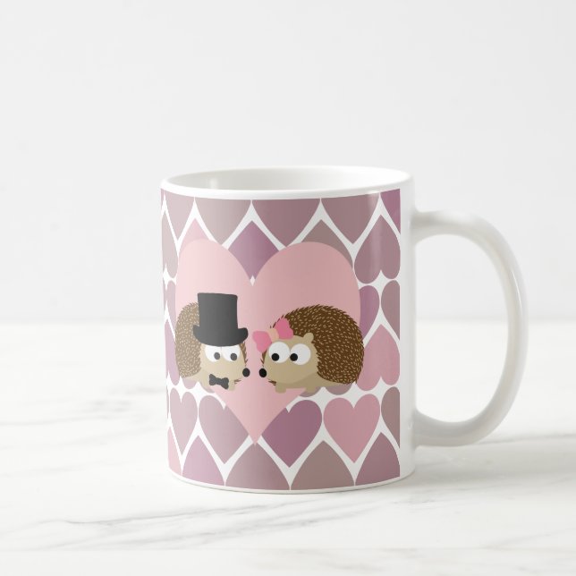 Caneca De Café Amor de ouriço com Corações (Direita)
