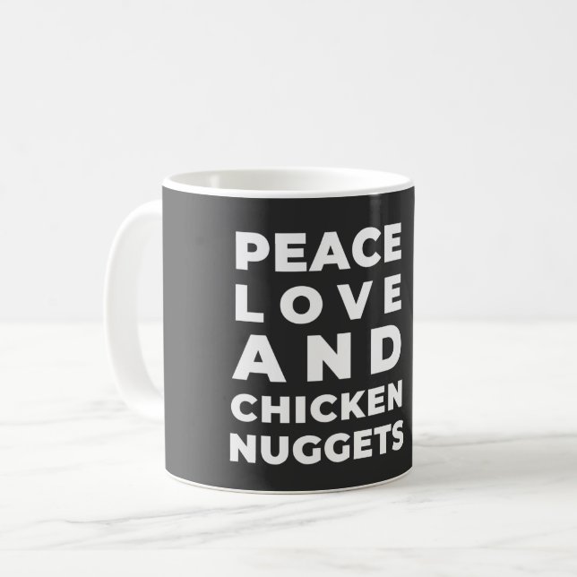 CANECA DE CAFÉ AMOR DE PAZ E NÚGULOS DE FRANGO - SARCÁSTICO (Frente Esquerda)