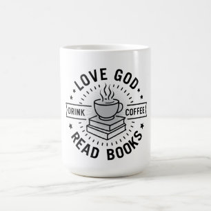 Caneca De Café Amor Deus Beba Café Ler Livros Vintage