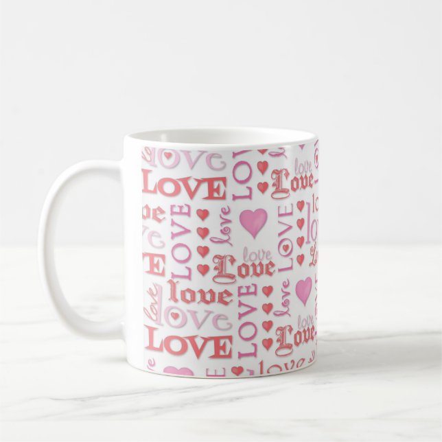 Caneca De Café Amor Dia de os namorados Adoro Caligrafia Fria (Esquerda)