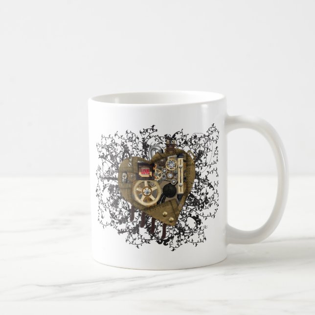 Caneca De Café Amor do coração de Steampunk (Direita)