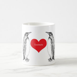 Caneca De Café Amor dos pinguins para sempre