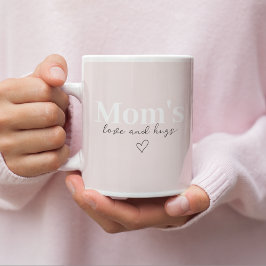 Caneca De Café Amor e abraços da mãe | Pink Pastel Elegante