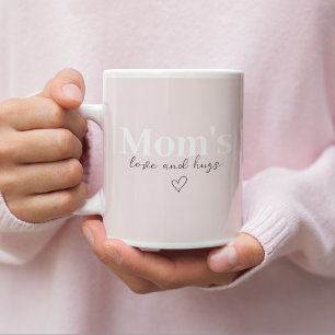 Caneca De Café Amor e abraços da mãe   Pink Pastel Elegante