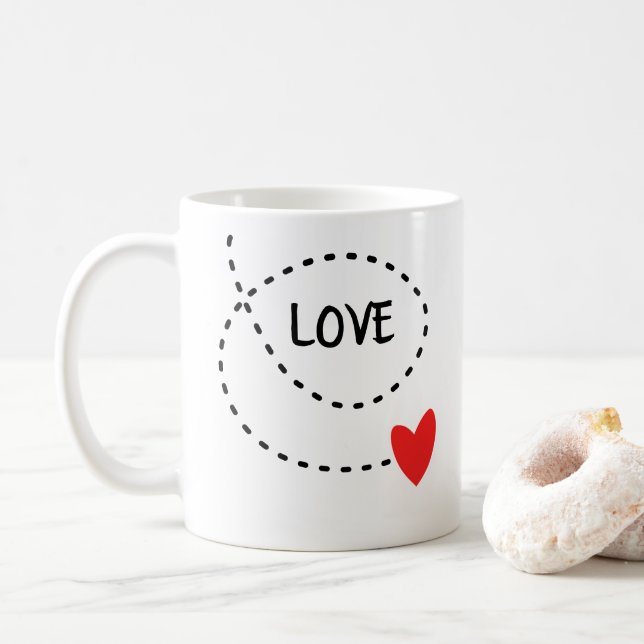 Caneca De Café Amor E Coração Vermelho (Com Donut)