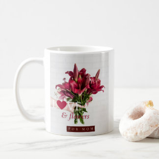 Caneca De Café Amor E Flores Para Rosas De Flor Rosa Púrpura MoM