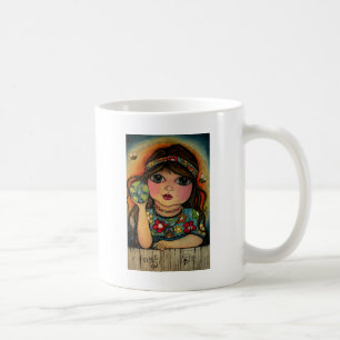 Caneca De Café Amor e flower power da paz
