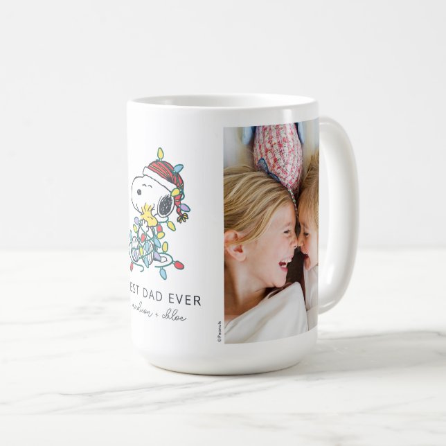Caneca De Café Amor e Luzes de Natal - Melhor Foto de Pai (Frente Esquerda)