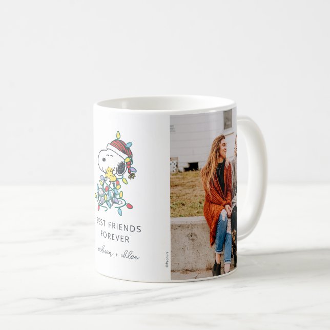 Caneca De Café Amor e Luzes de Natal | Melhores Amigos - Foto (Frente Esquerda)
