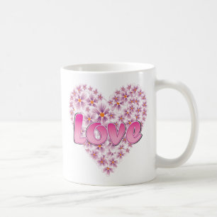 Caneca De Café Amor e Visitas Rosa
