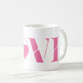 Caneca De Café Amor em Texto Rosa Dia dos Namorados