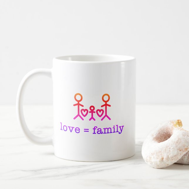 Caneca De Café Amor = Família, (Com Donut)