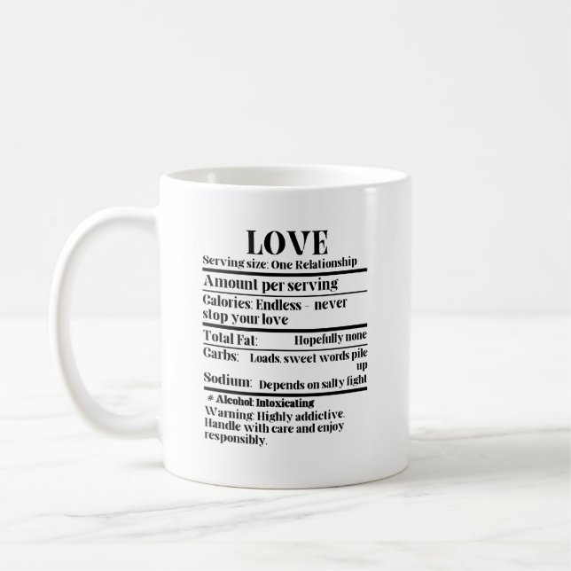 Caneca De Café Amor - Fatos de nutrição.w (Esquerda)
