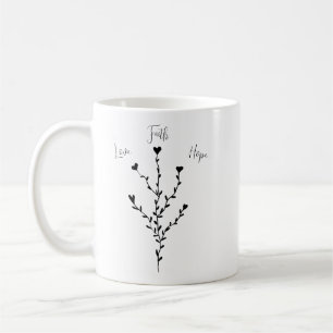 Caneca De Café Amor Fé Esperança em Branco