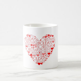 Caneca De Café Amor Feriados de Natal Red Green Heart Coffee